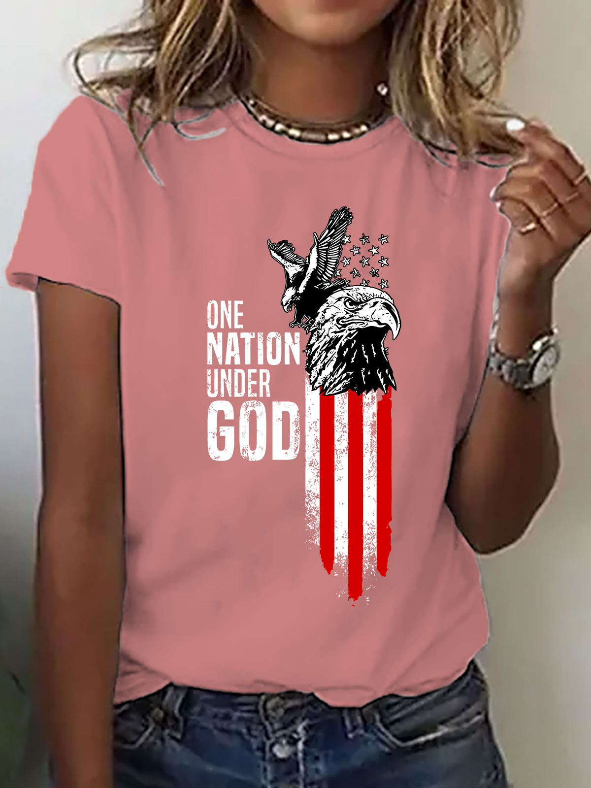 Women's one nation under god short-sleeved T-shirt
