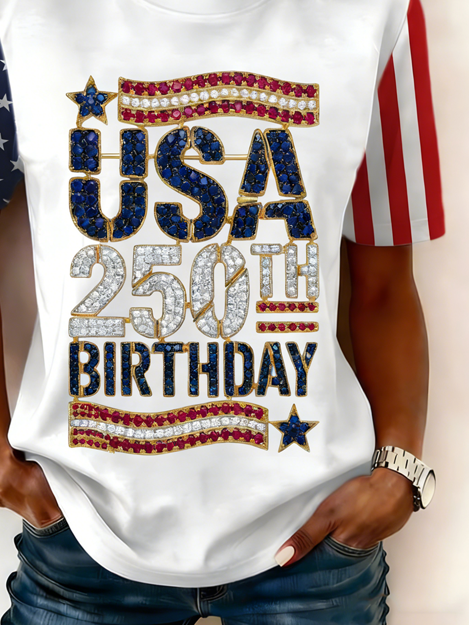 250th anniversary Crew Neck Usa/Us/American Regular Fit Casual T-Shirt