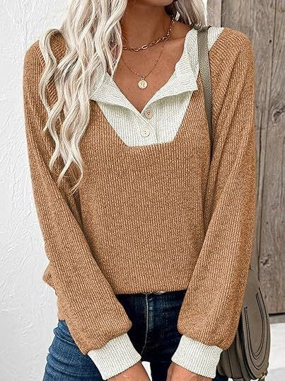 Split Joint Loose Simple Color Block Sweatshirt