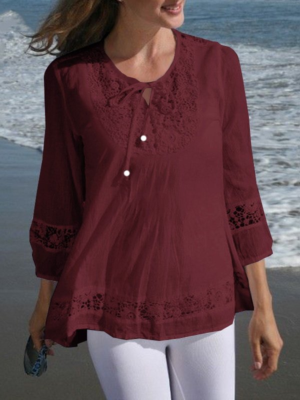Women's Long Sleeve T-shirt Spring/Fall White Plain Jacquard Cotton Crew Neck Daily Going Out Casual Top