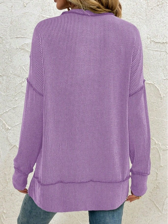 Plain Crew Neck Casual Sweatshirt