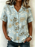 Shawl Collar Loose Floral Vintage Shirt