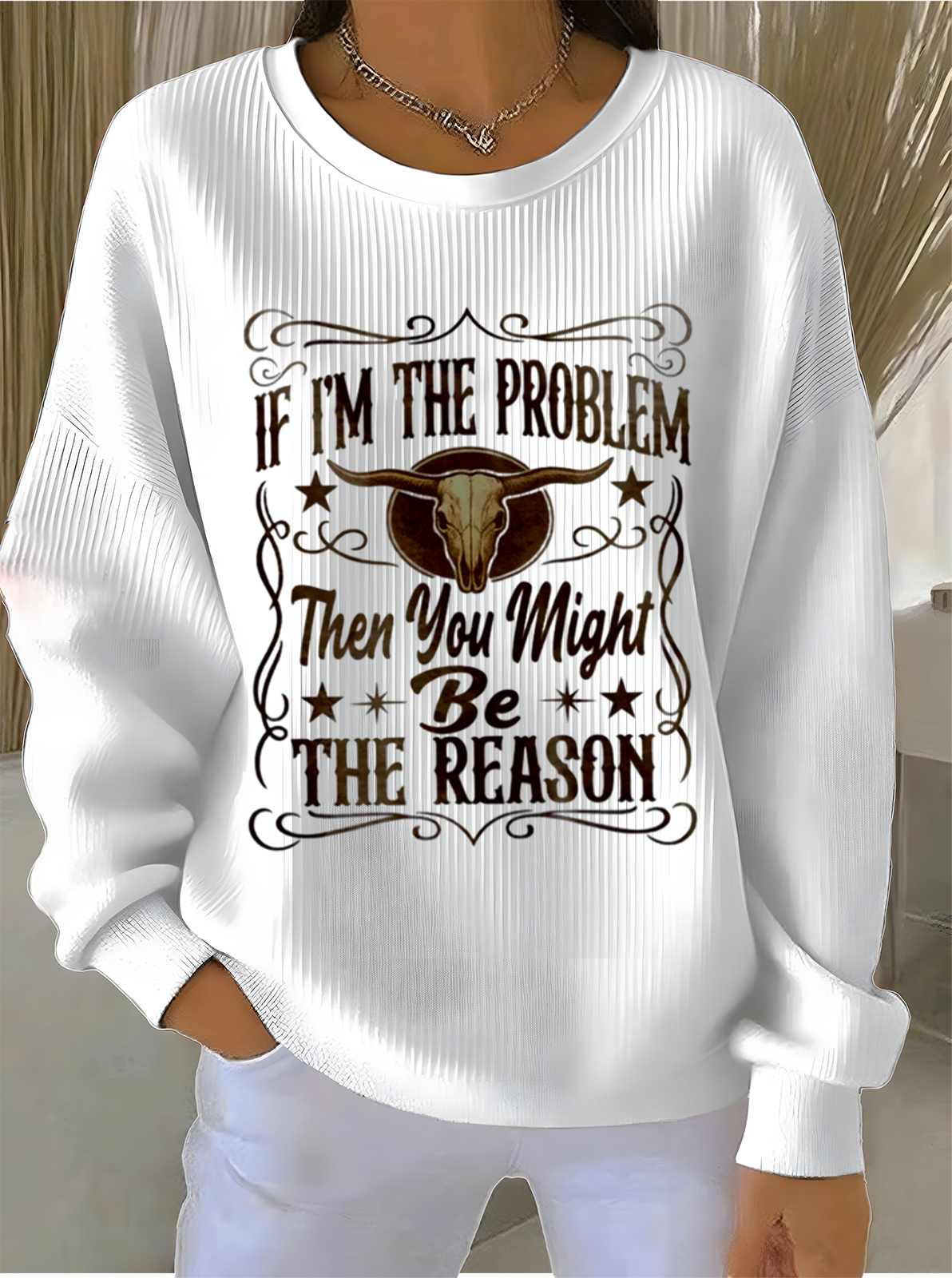 Simple Letter Pattern Cotton-Blend Sweatshirt