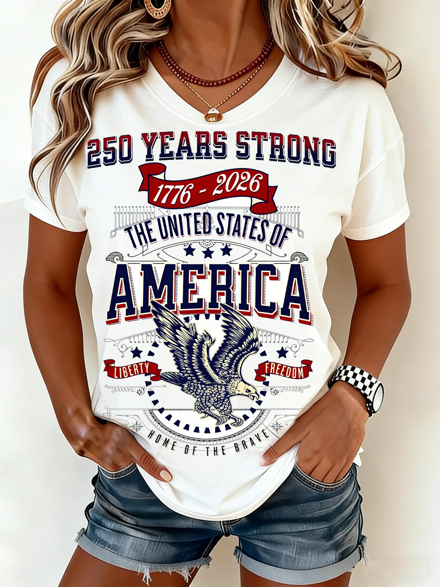 250th anniversary Crew Neck Independence Day Casual Regular Fit T-Shirt