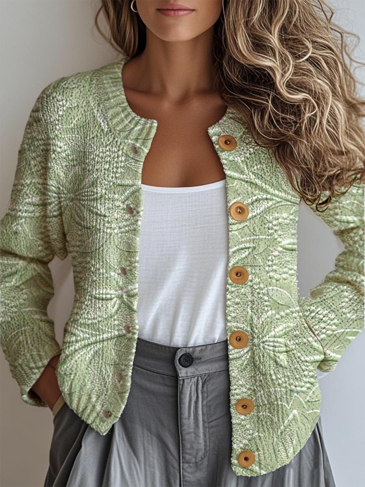 Women Ethnic 3D Printing Micro-Elasticity Loose Cardigan