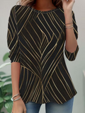 Women's Long Sleeve T-shirt Spring/Fall Black Abstract Jersey Crew Neck Daily Going Out Casual Top