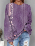 Crew Neck Printing Floral Casual Sweatshirt