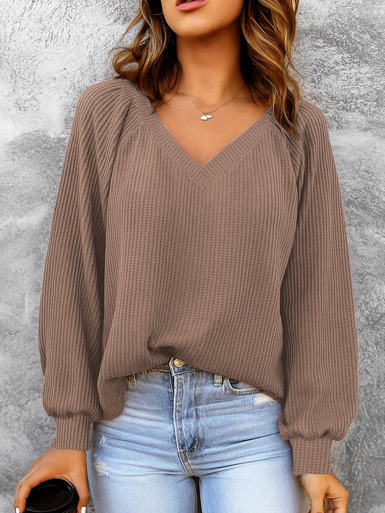Split Joint Simple Ribbed Sweatshirt