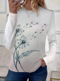 Women's Floral Spring Print Long Sleeve Crew Neck T-Shirt