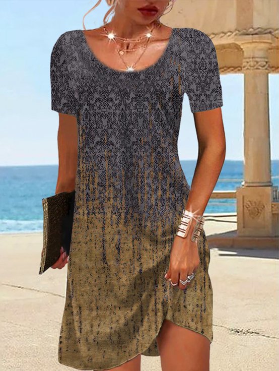 Casual Crew Neck Jersey Dress With No
