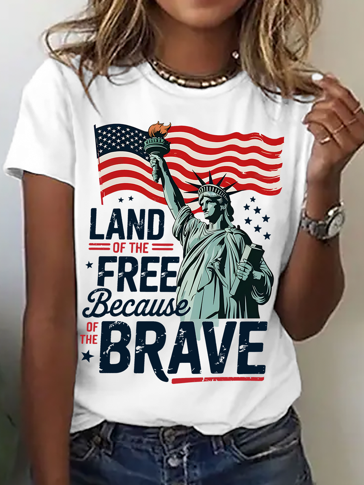 4th Of July Png Land Of The Free Because Of The Brave Cotton T-Shirt