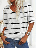 V Neck Loose Jersey Casual T-Shirt