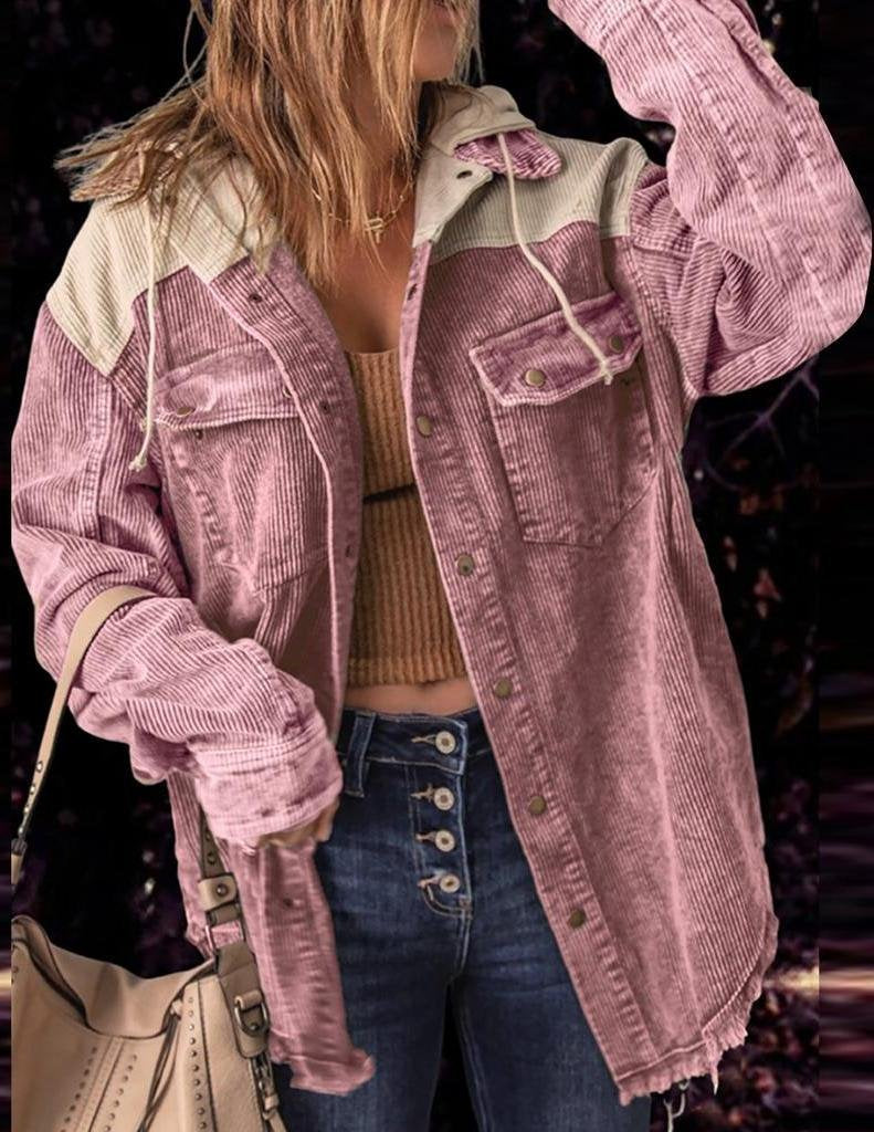 Hoodie Vintage Loose Multicolor Block Jacket