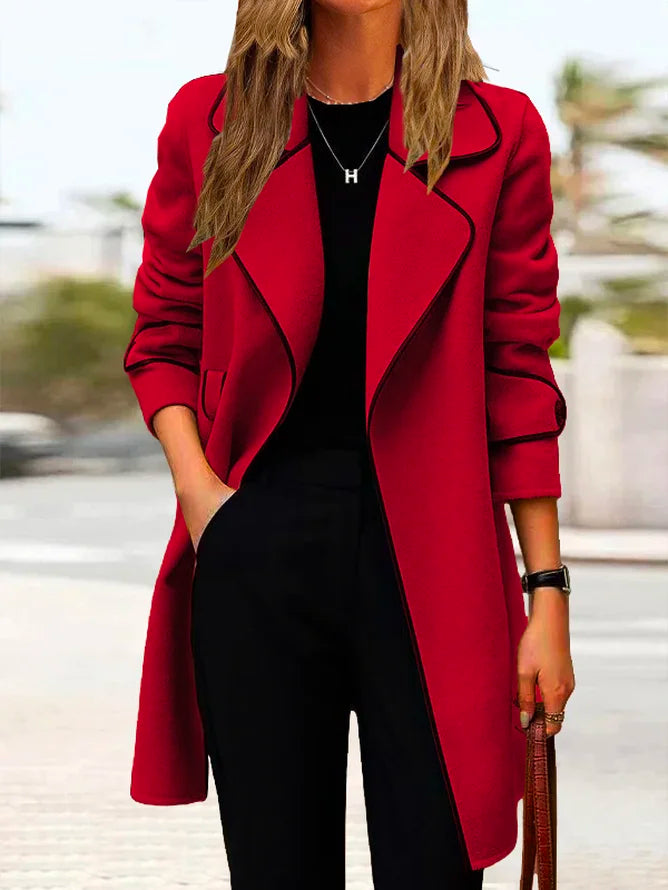 Lapel Collar Loose Woolen Winter Heavyweight Casual H-Line Mid-long Coat