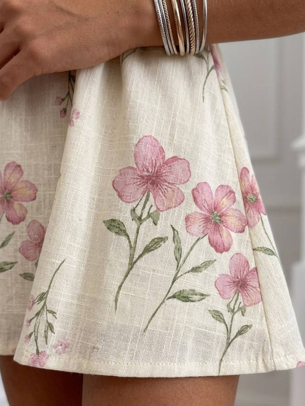 Floral Half Open Collar Casual Dress With No