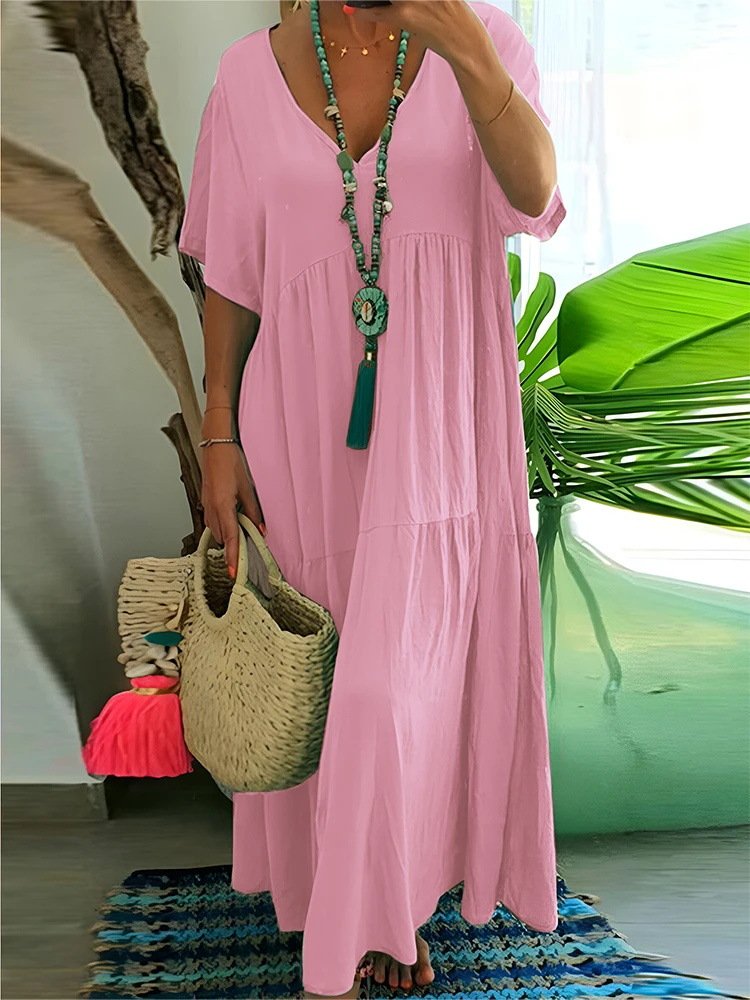 Casual Cotton-Blend Dress With No