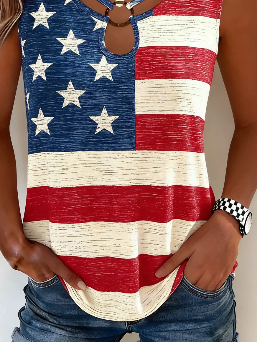 Elegant Loose America Flag Tank Top