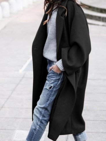 Shawl Collar Simple Plain Coat