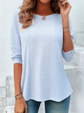 Casual Crew Neck Striped Loose T-Shirt