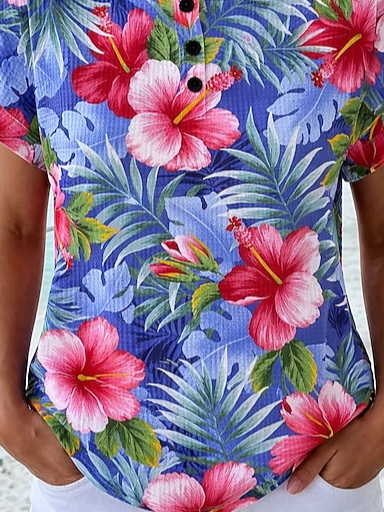 Floral Others Loose Casual T-Shirt