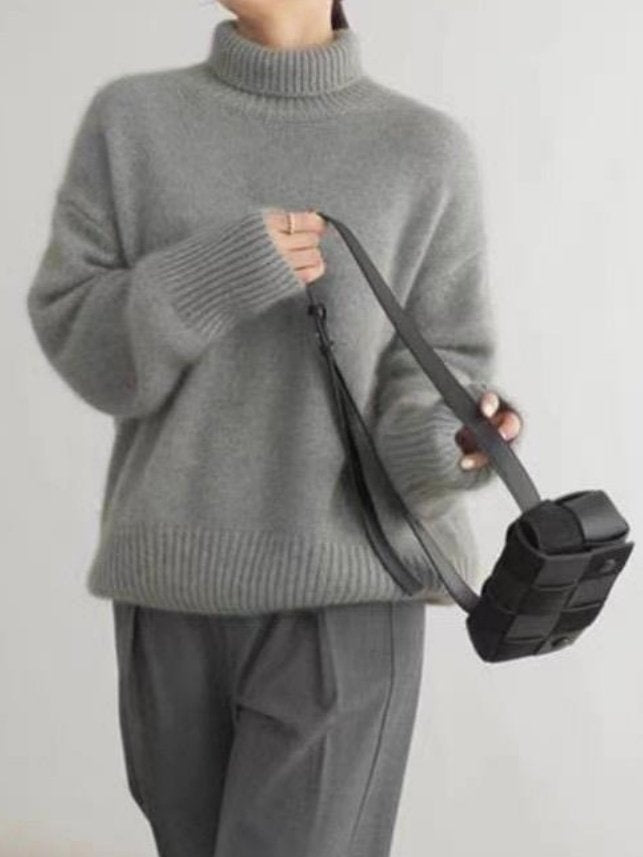 Loose Acrylic Plain Simple Sweater