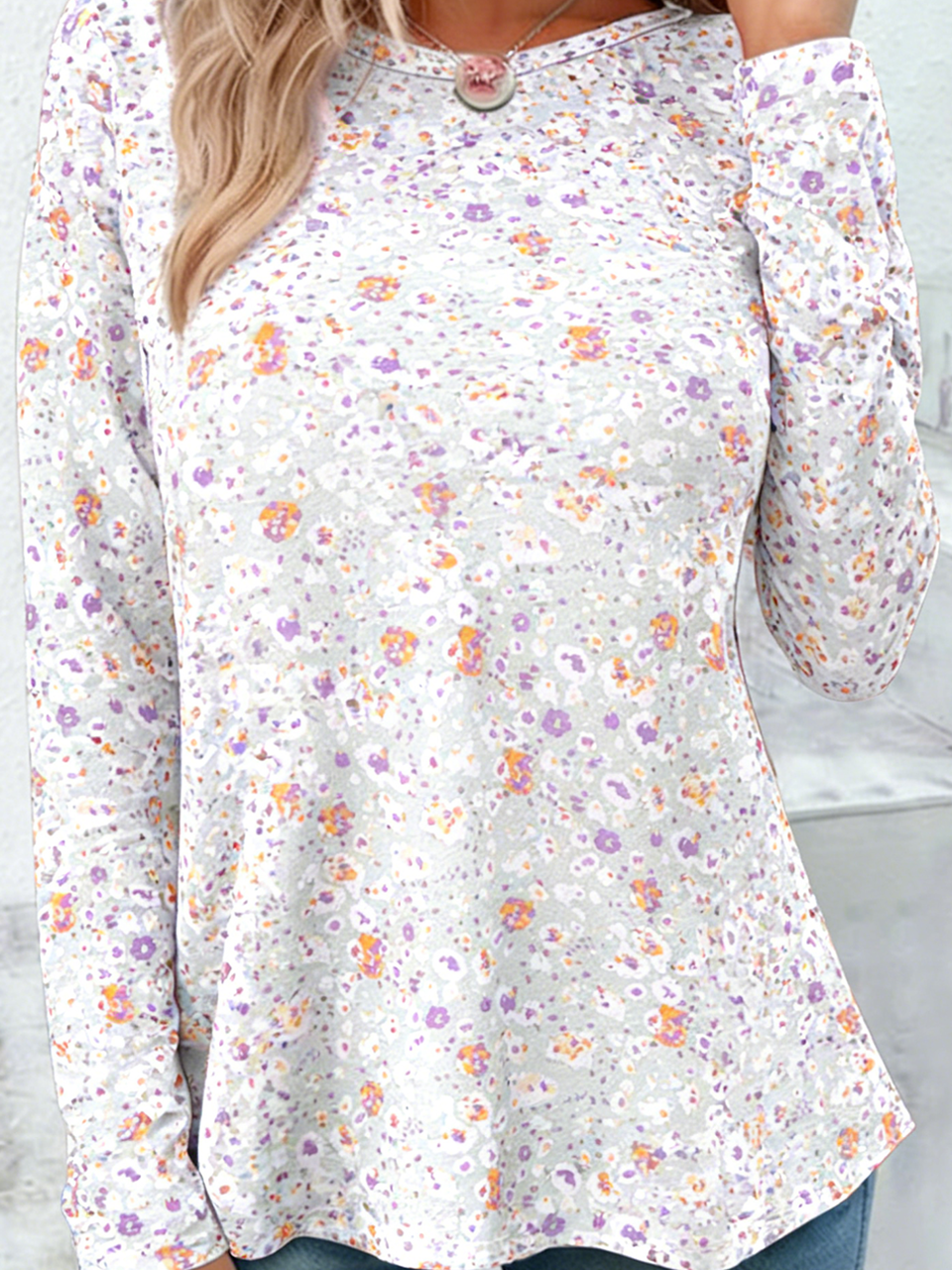 Casual Loose Ditsy Floral Jersey T-Shirt