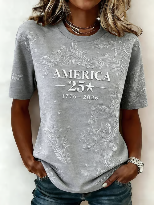 America 250th Anniversary Printed T-Shirt