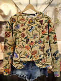 Women's Floral Print Casual Crew Neck Long Sleeve Sweatshirt