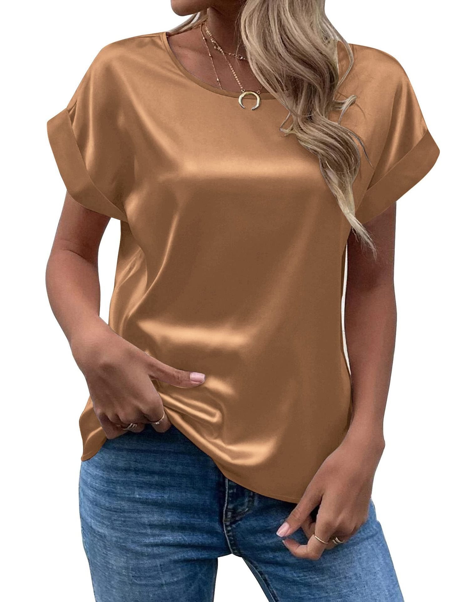 Casual Loose Plain Crew Neck T-Shirt