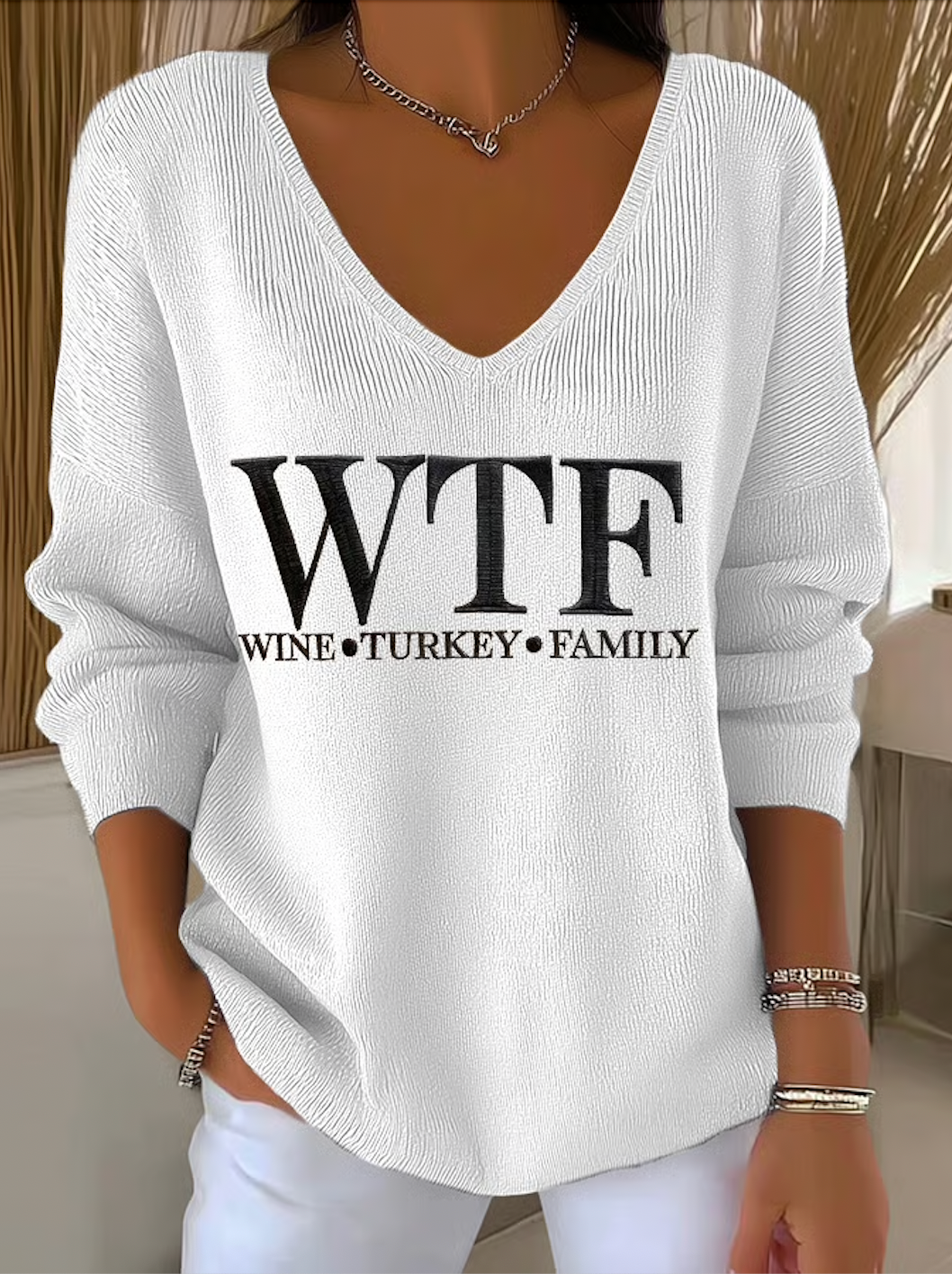 Casual V Neck Sweater