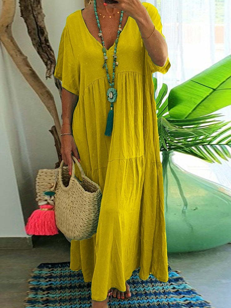 Casual Cotton-Blend Dress With No