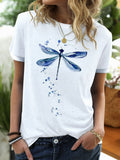 Dragonfly Pattern Summer Cotton Shirt & Top