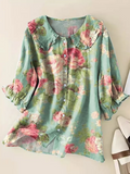 Women's Floral Print Casual Peter Pan Collar Shirt