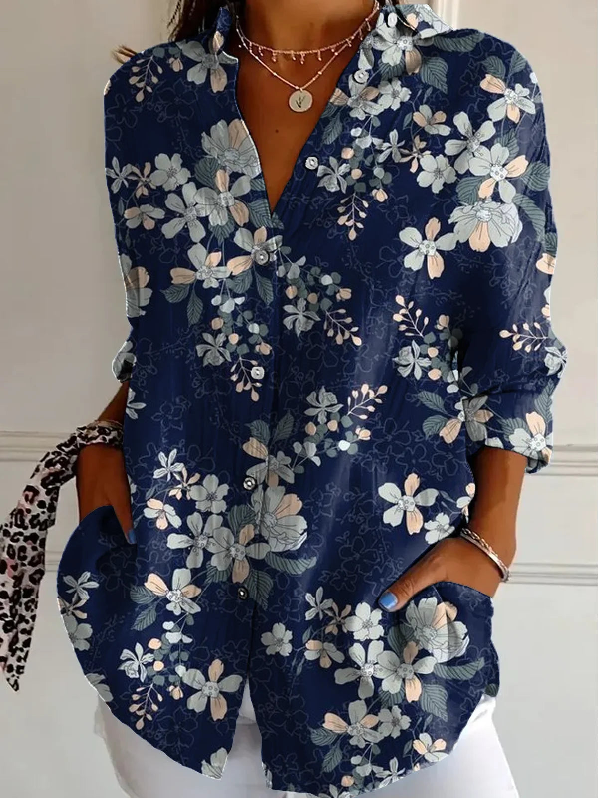 Floral long-sleeved shirt