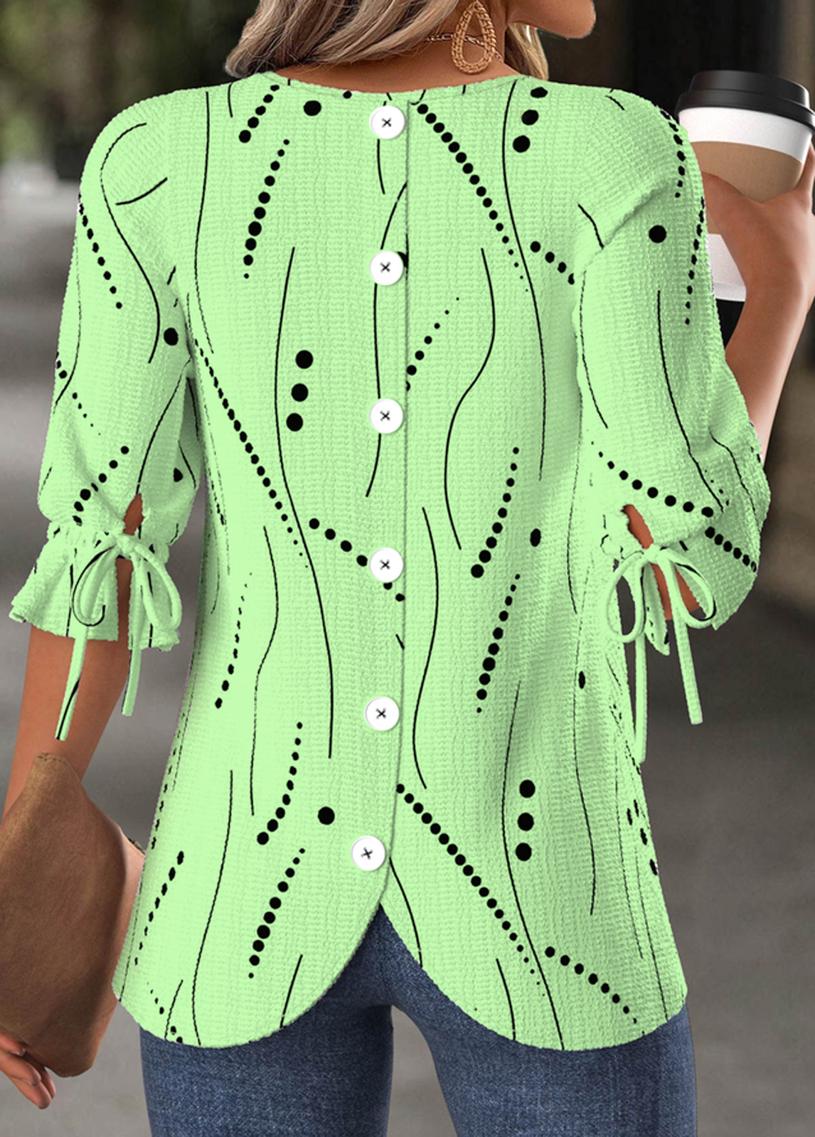 Abstract Polka Dots Regular Fit Casual Crew Neck Casual Shirt
