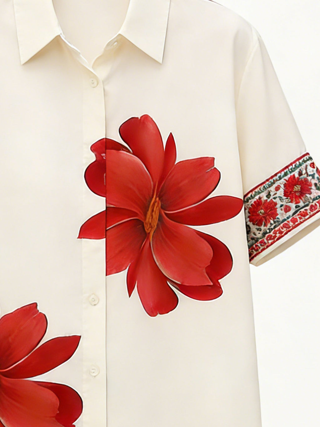 Elegant 3D Printing Floral Shawl Collar Going Out Casual Shirt