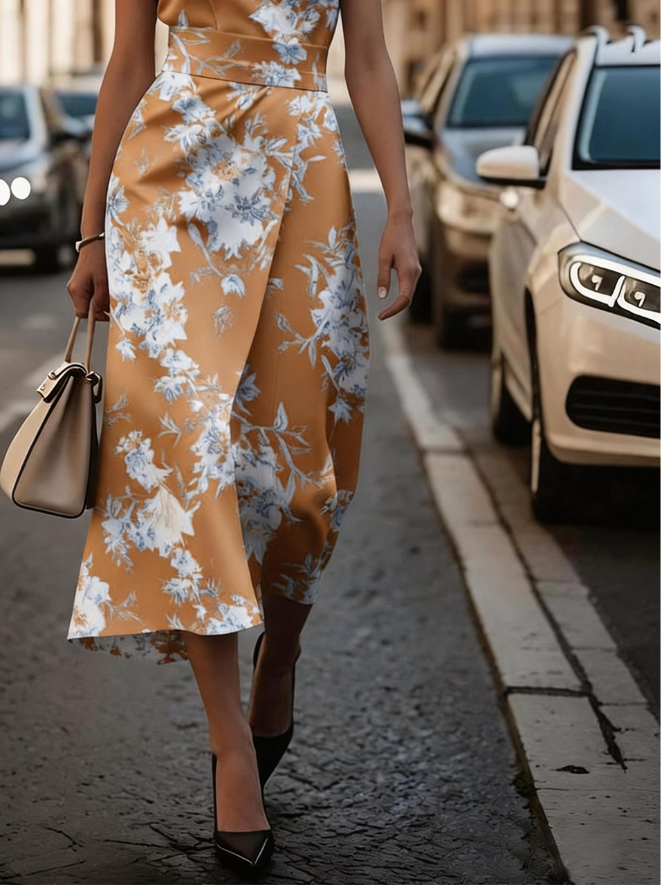 Elegant Tight Floral Dress With No