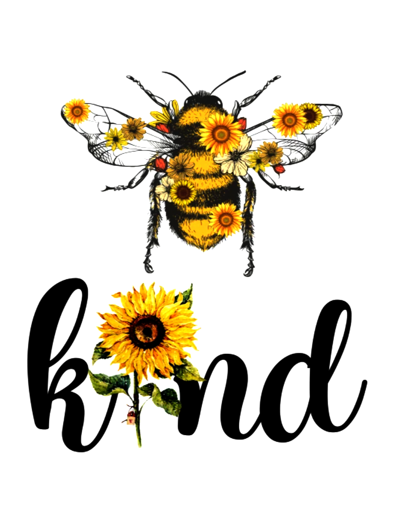Casual Funny Bee Kind Print Crew Neck T-shirt