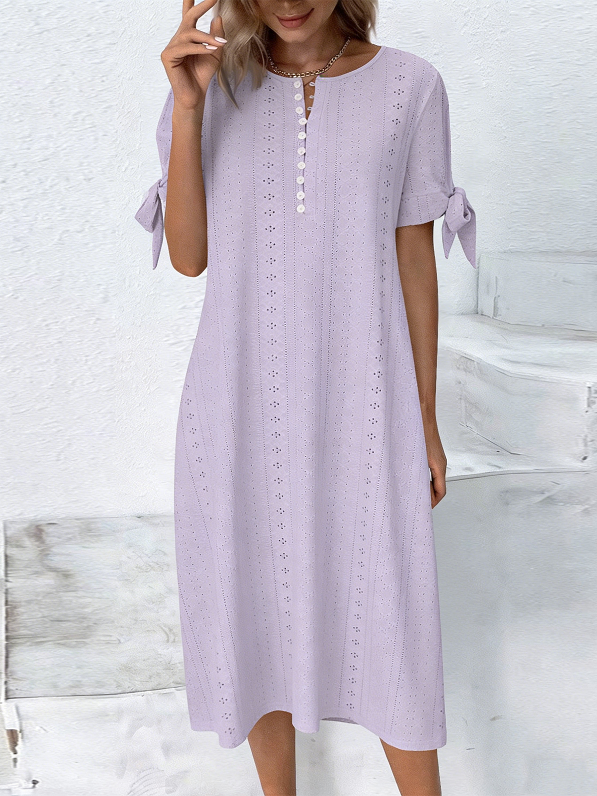 Elegant Loose Cotton Others Dress With No