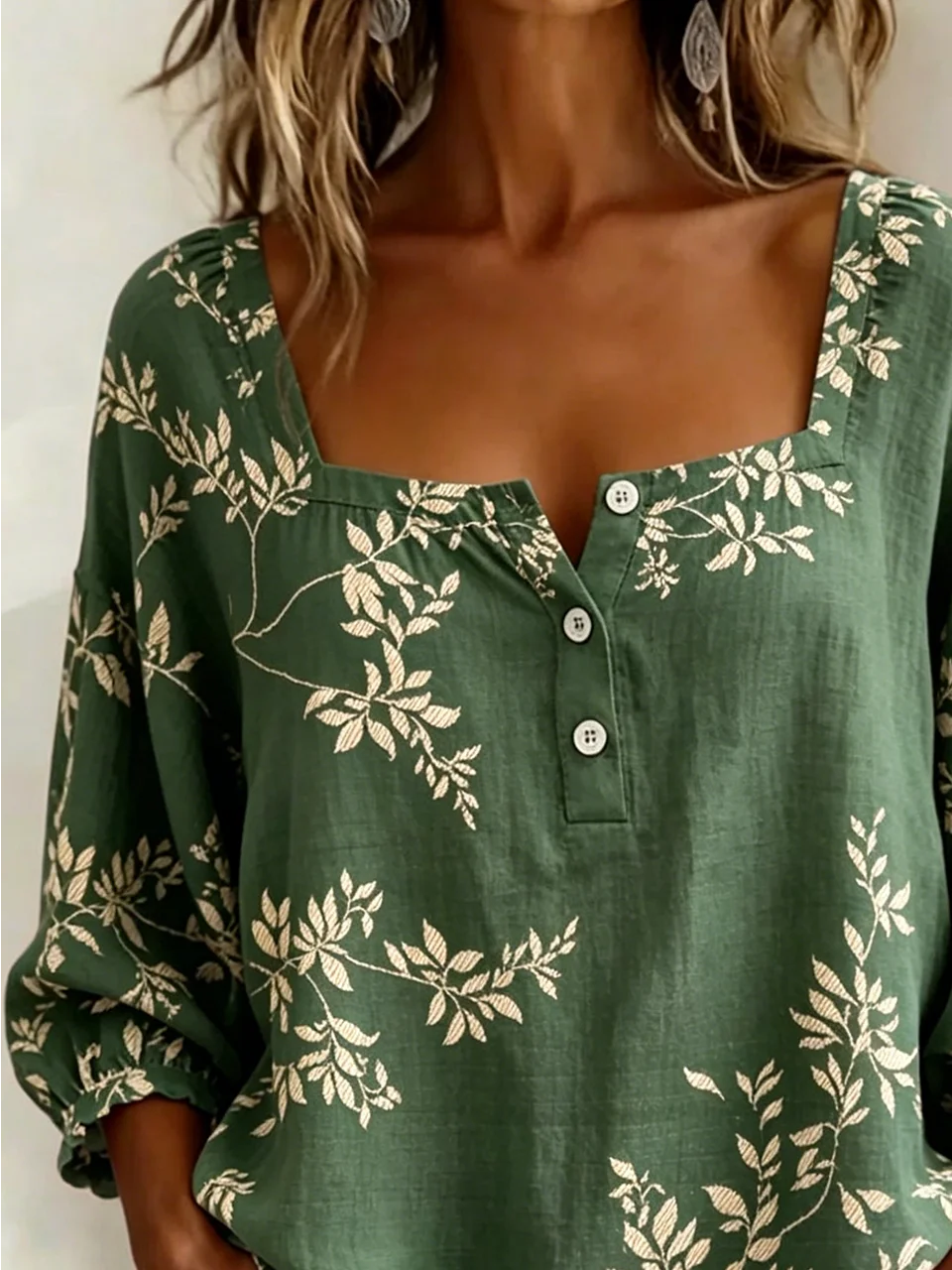 Botanical Pattern Loose Vintage Others Shirt