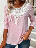 Loose Lace Elegant Cotton T-Shirt