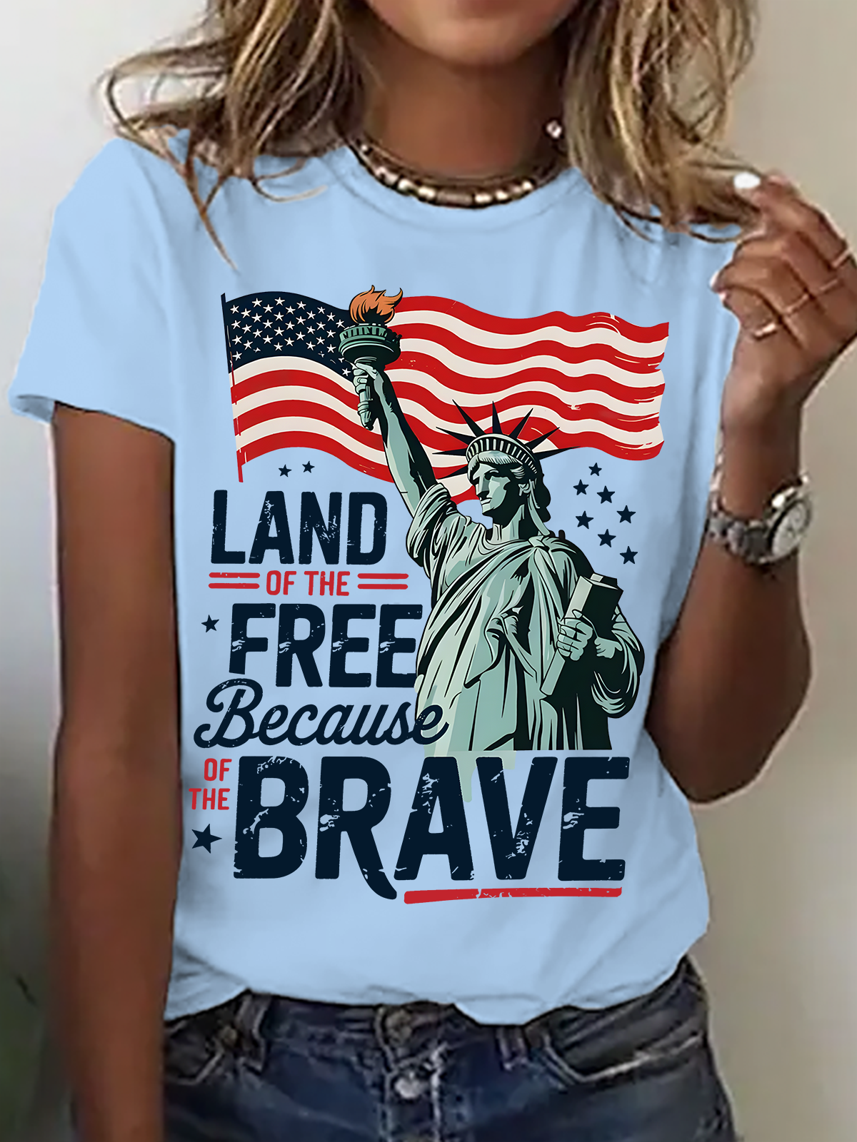 4th Of July Png Land Of The Free Because Of The Brave Cotton T-Shirt