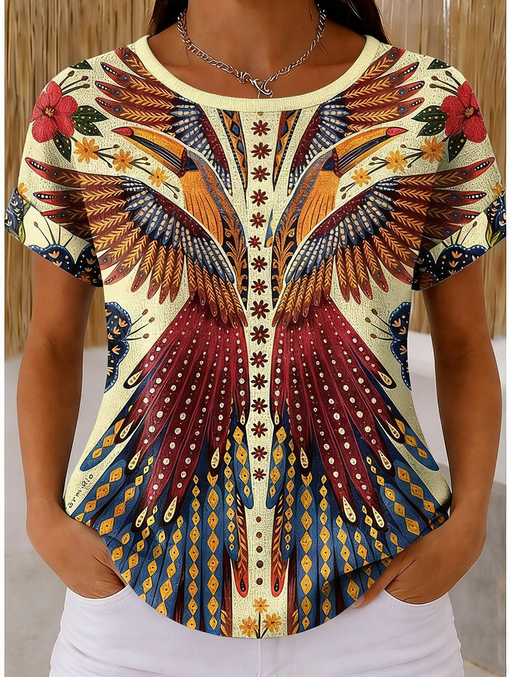 Others Ethnic Geometry Casual Loose T-Shirt