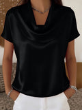 Plain Cowl Neck Elegant Loose T-Shirt