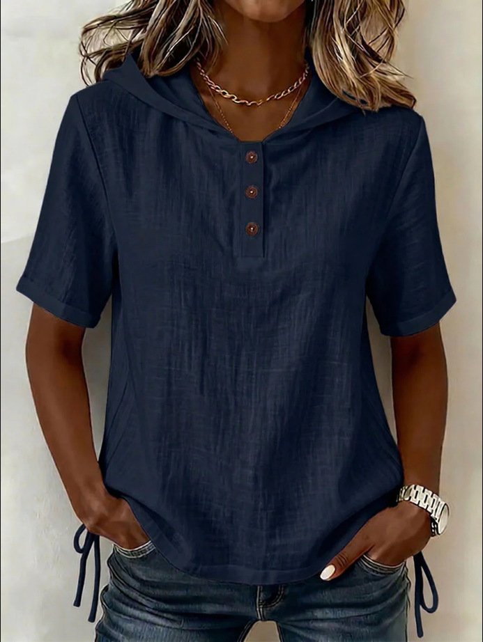 Linen Blend Loose Casual T-Shirt