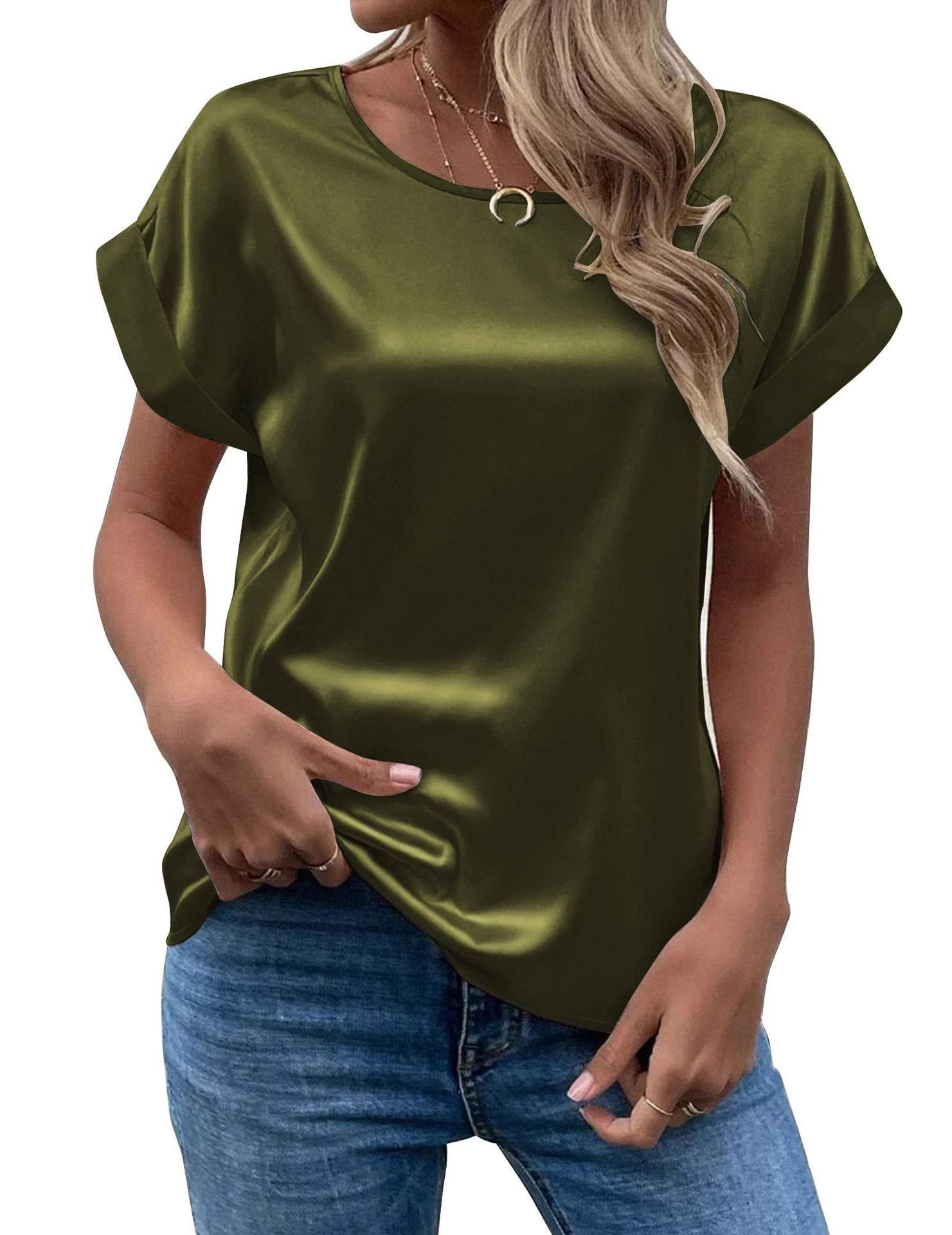 Casual Loose Plain Crew Neck T-Shirt