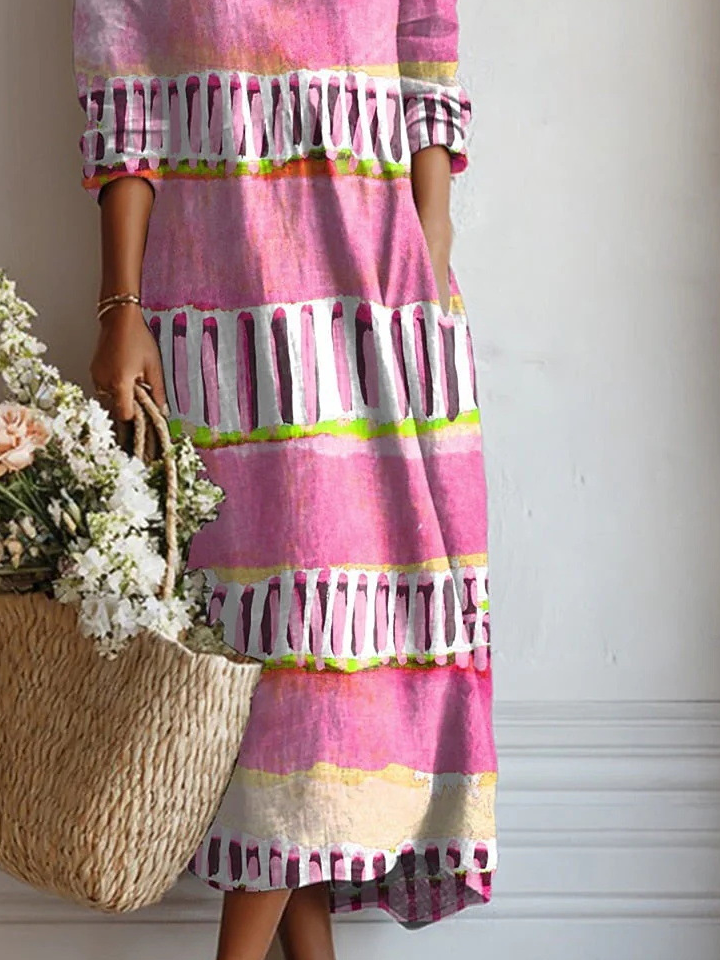 Crew Neck Loose Casual Dress With No