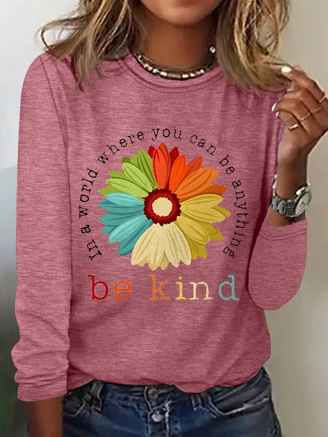 Casual Crew Neck Knitted Daisy T-Shirt