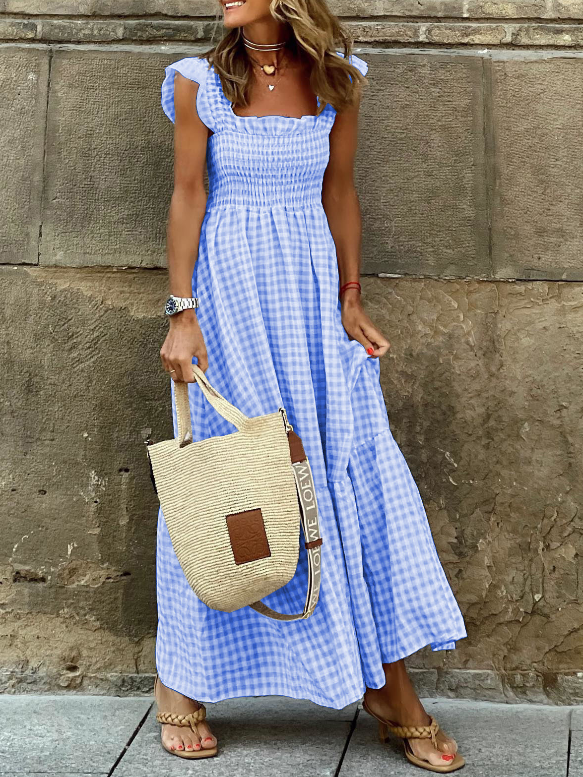 Plaid Regular Fit Elegant Dress With No