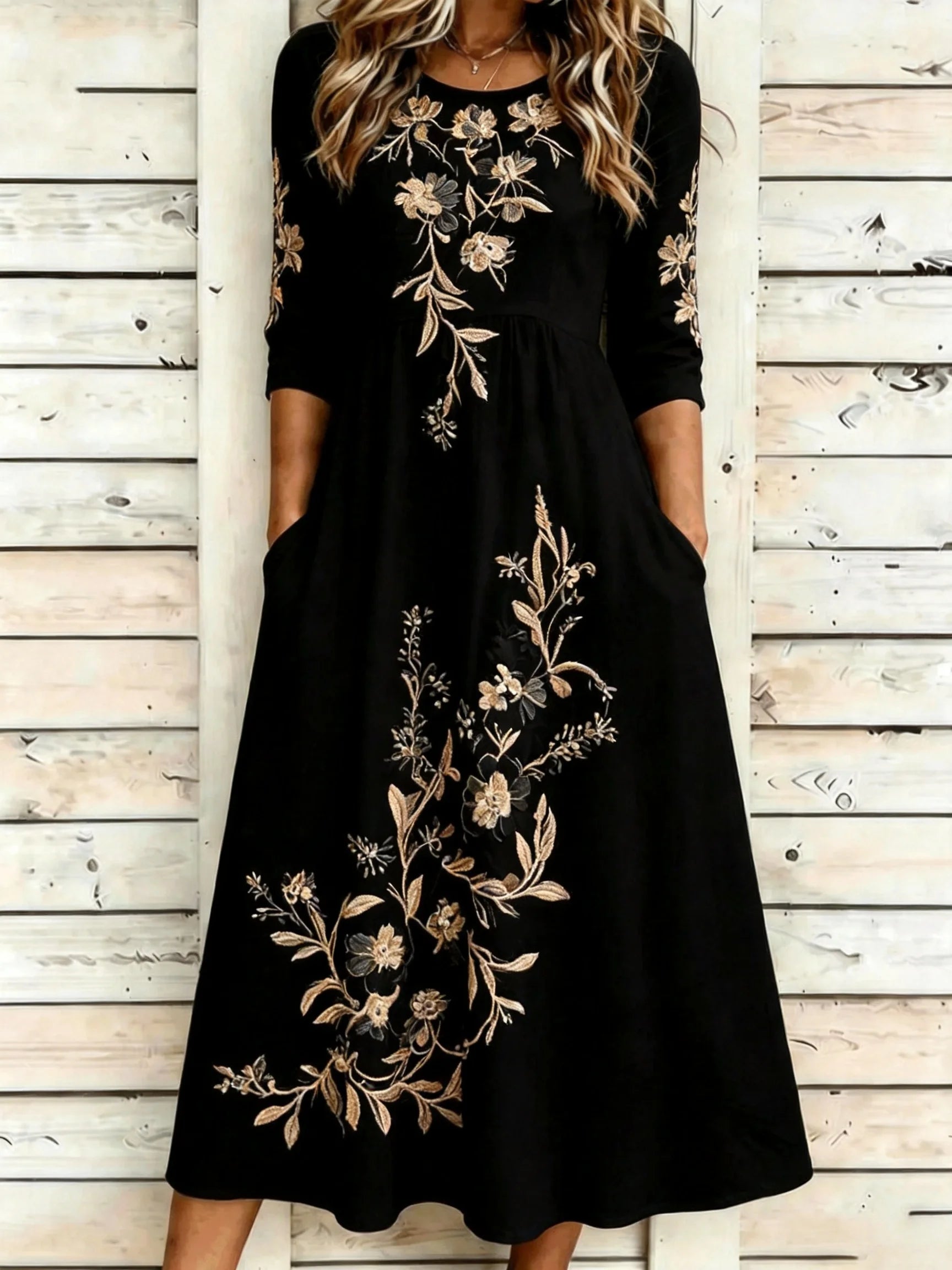 White Floral Print A-Line Maxi Dress with Flattering Short Sleeves